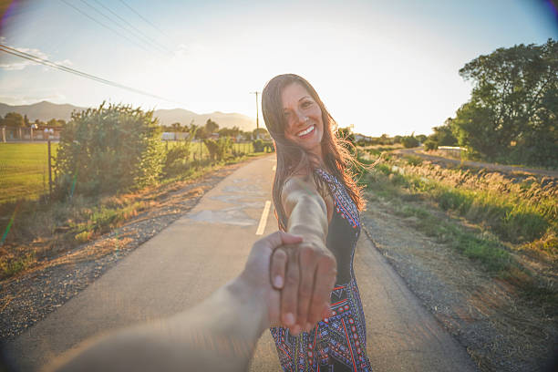 istock Woman leads man on adventure 484080078