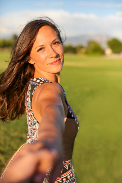 istock Woman leads man on adventure 484080088