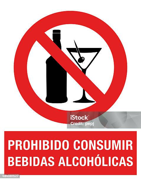 Ilustración de Alcohol Está Prohibido y más Vectores Libres de Derechos de Alerta - Alerta, Bebida alcohólica, Botella
