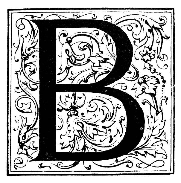 Antique illustration of ornate letter B Antique illustration of ornate letter B fancy letter b drawing stock illustrations
