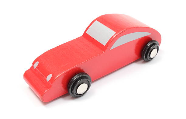 istock Red toy car isolated on white background 484081749