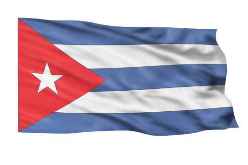 Cuba flag flying high in the sky.
