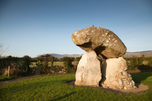 Proleek Dolmen ancient monument County Louth Ireland - three metres high with a capstone approximately 35 tons