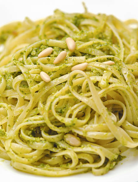 istock Linguini pasta with pesto sauce 484087778