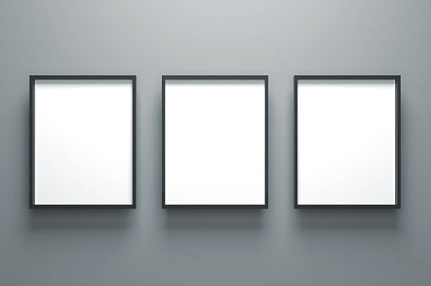 Three Plain Empty Picture Frame 3 Plain Empty Picture Frame on simple Architecture reserevd for copyspace concepts. three objects photos stock pictures, royalty-free photos & images