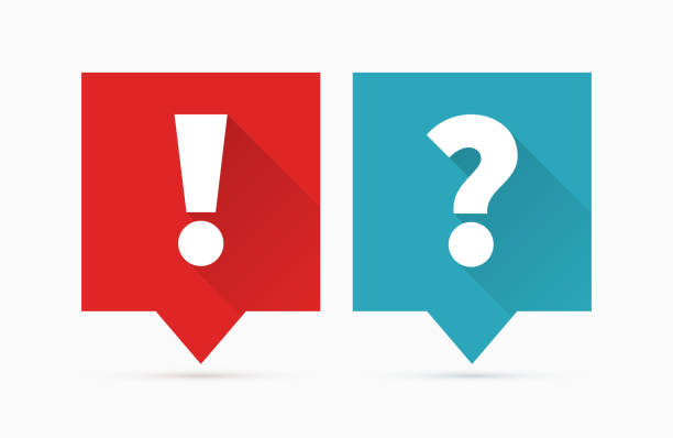 Question and answers Question and answers icon, flat design exclamation point stock illustrations