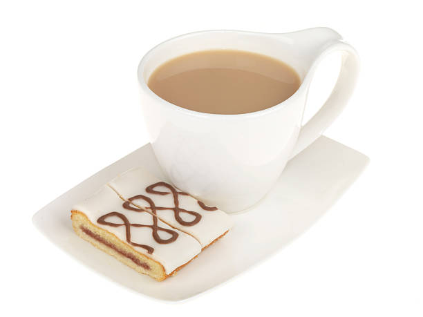 Cup of Tea and Slices of Cake Cup of Tea and Slices of Cake isolated on a white background bakewell photos stock pictures, royalty-free photos & images