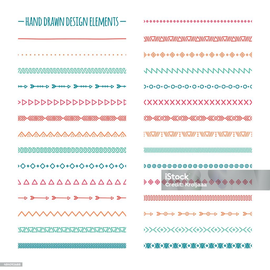 Native Border Line Design Ethnic Hand Drawn Vector Line Border Set Native Brushes Stock ...