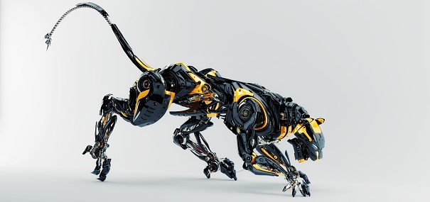 Futuristic robotic predator panther 3d render