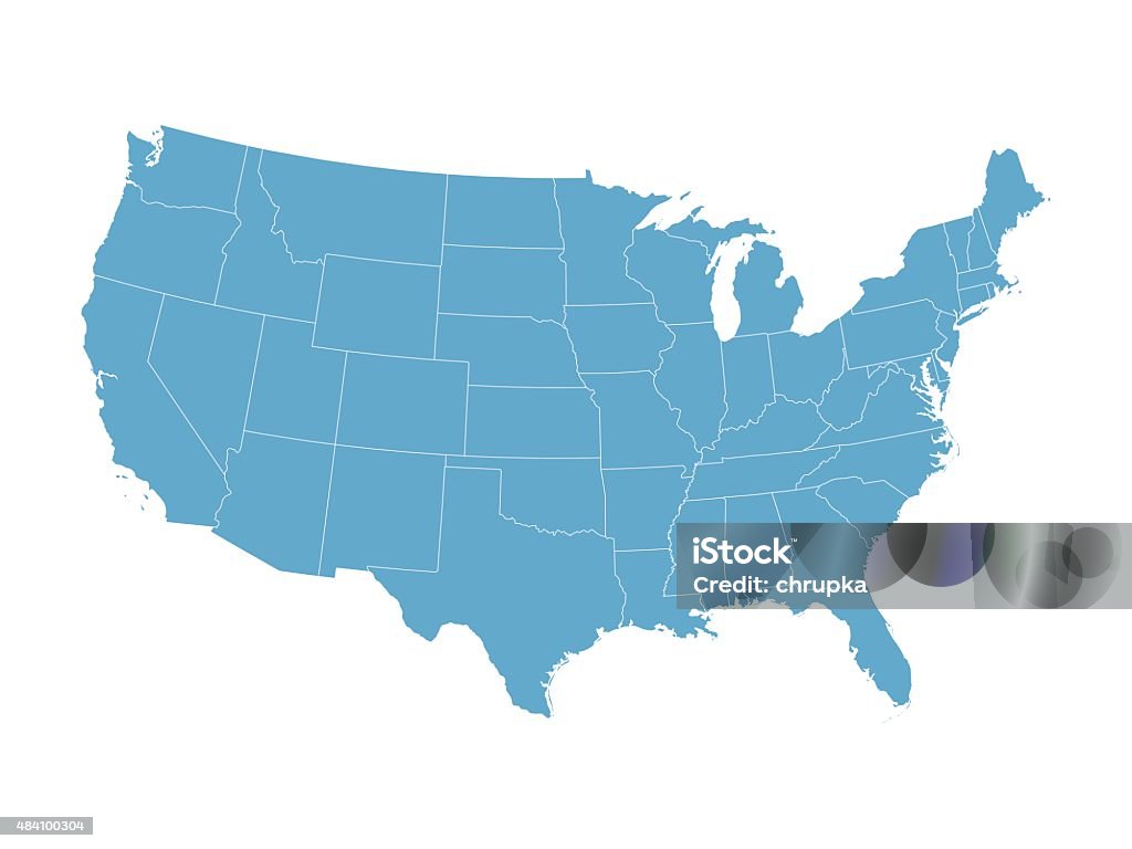 map of the United States with the borders of states blue vector map of the United States with the borders of states Map stock vector