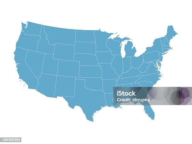 Map Of The United States With The Borders Of States Stock Illustration - Download Image Now