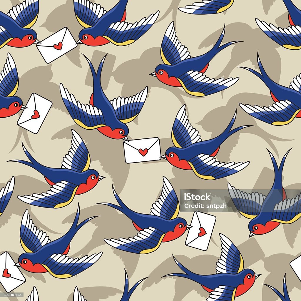 Old school pattern with birds and letters Air Vehicle stock vector