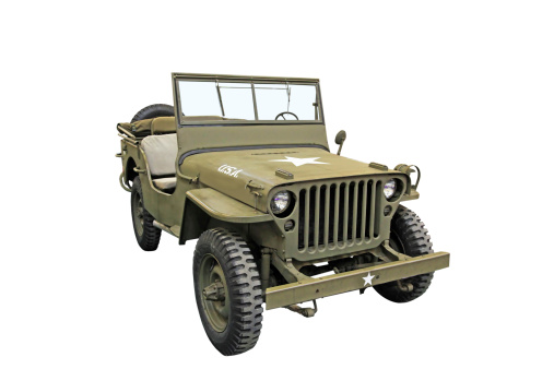 American Classic Army Jeep Isolated on White