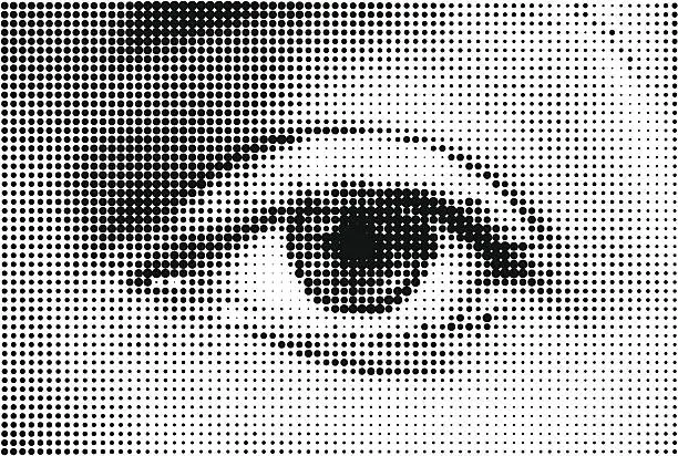 Vector illustration of Abstract woman eye made from dots. Vector