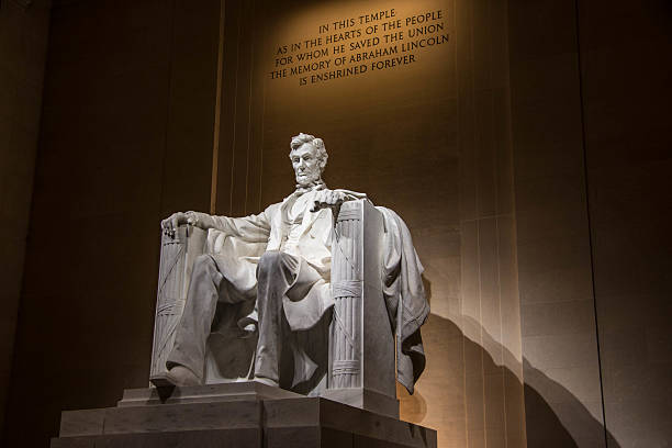 Statue of Abraham Lincoln in Washington, DC stock photo
