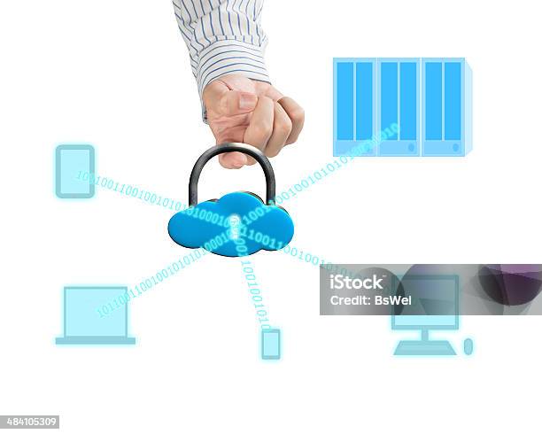 Clock Shape Lock With Computing Devices Stock Photo - Download Image Now - Accessibility, Adult, Blue