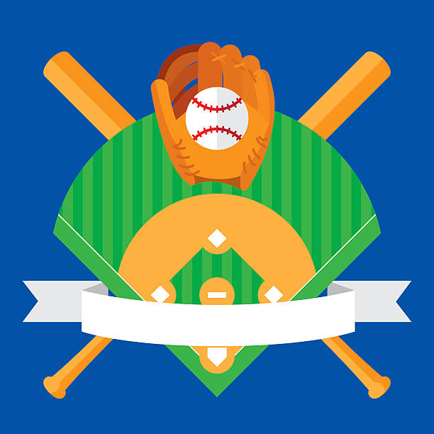 Baseball Banner Flat Vector illustration of a baseball themed banner in flat style. baseball diamond softball baseballs backgrounds stock illustrations