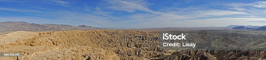 Panorama of The Badlands A panorama of the Borrego Badlands in southern California. Anza Borrego Desert State Park Stock Photo