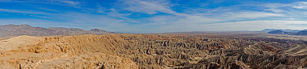 Panorama of The Badlands A panorama of the Borrego Badlands in southern California. anza borrego desert state park stock pictures, royalty-free photos & images