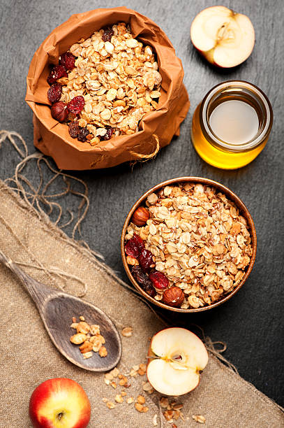 istock Granola, nuts, muesli. Top view. Food background 484105512