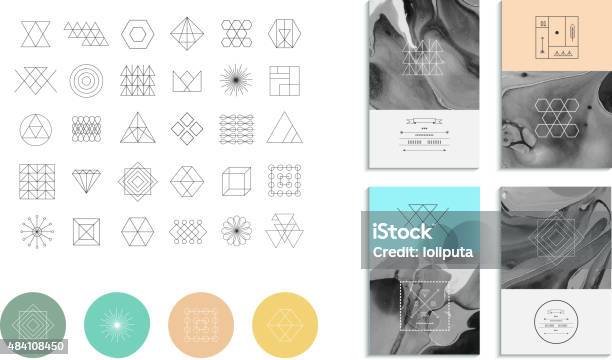 Set Of Geometric Shapes Trendy Hipster Retro Backgrounds Stock Illustration - Download Image Now