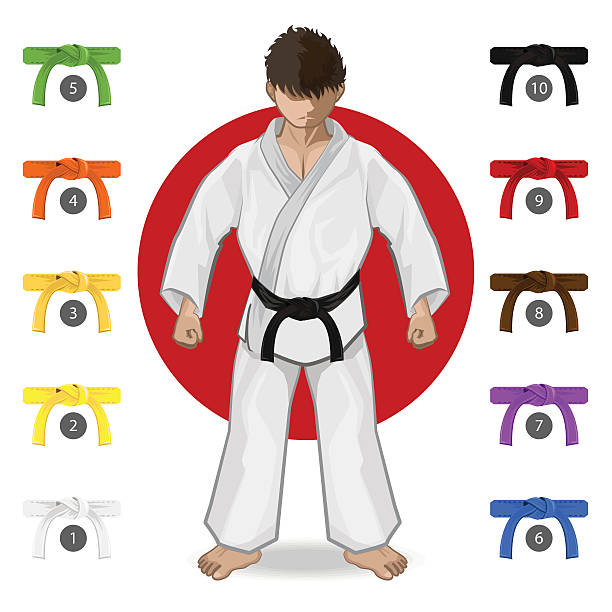 KARATE Martial Art Belt Rank System An Illustration Of Martial Art - KARATE Belt Rank System yellow belt stock illustrations