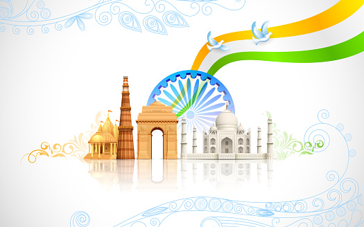 India R Background India Background Stock Illustration - Download Image Now - Qutub Minar ...