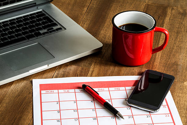 istock Organizing monthly activities in the calendar 484109368