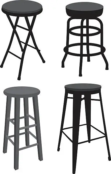 Vector illustration of Stool Silhouettes
