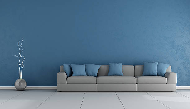 istock Blue and gray living room 484112240