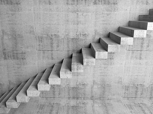 istock Abstract concrete interior, cantilevered stairs 3d 484122728