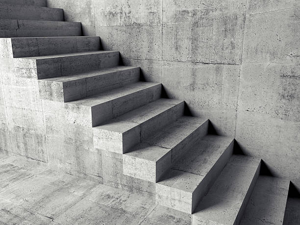 istock Cantilevered stairs on the wall, 3d illustration 484122776