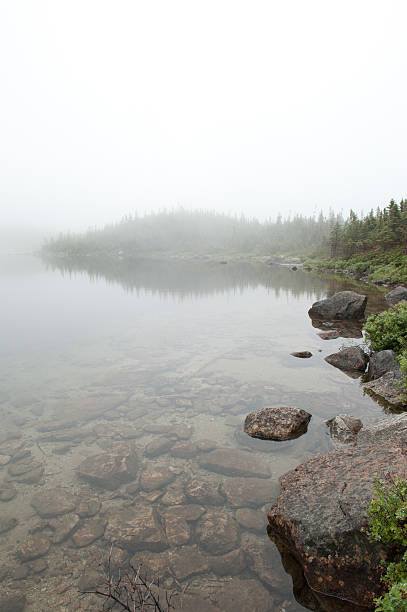 istock Mountain pond in fog 484124224