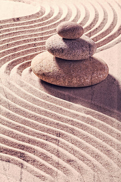 istock retro effect for zen mindset with pebbles and sand 484124570