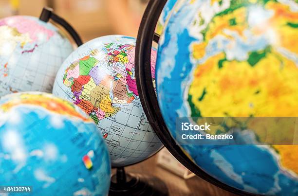 Classroom Globes Stock Photo - Download Image Now - Cartography, Physical Geography, Globe - Navigational Equipment