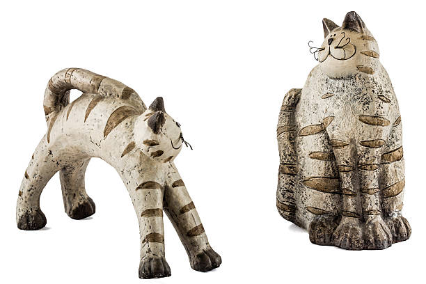 istock Ceramic figurine cats, isolated on white background 484131466