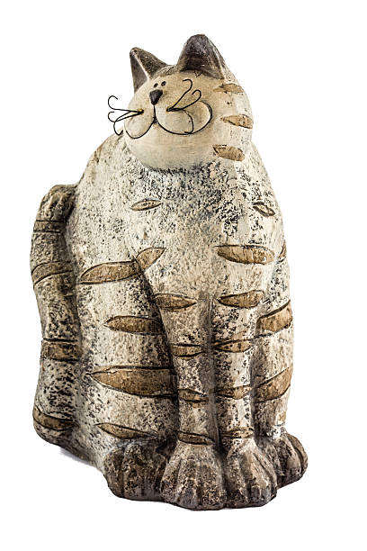istock Ceramic figurine cat, isolated on white background 484131472