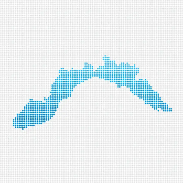 Vector illustration of Italy Regions Liguria Map Blue Dot Pattern