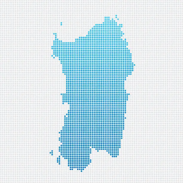 Vector illustration of Italy Regions Sardegna Map Blue Dot Pattern