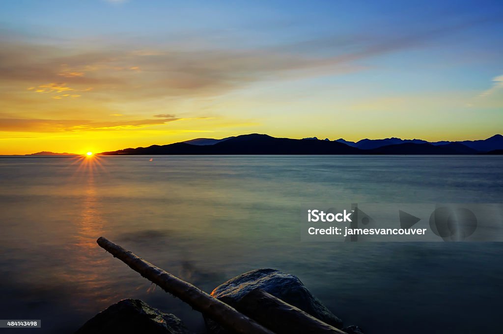 beach at sunset, Vancouver beach at sunset, Vancouver, British Columbia, Canada 2015 Stock Photo