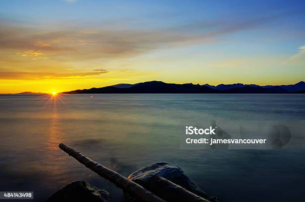 Beach At Sunset Vancouver Stock Photo - Download Image Now - 2015, Beach, Blue