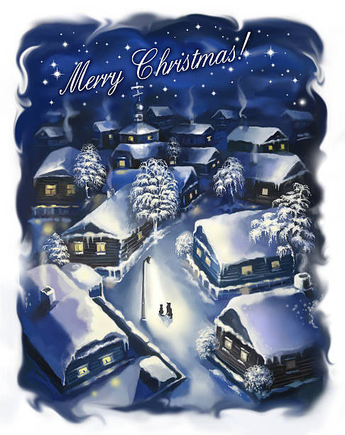 istock winter fairytale landscape. New year card. 484147148