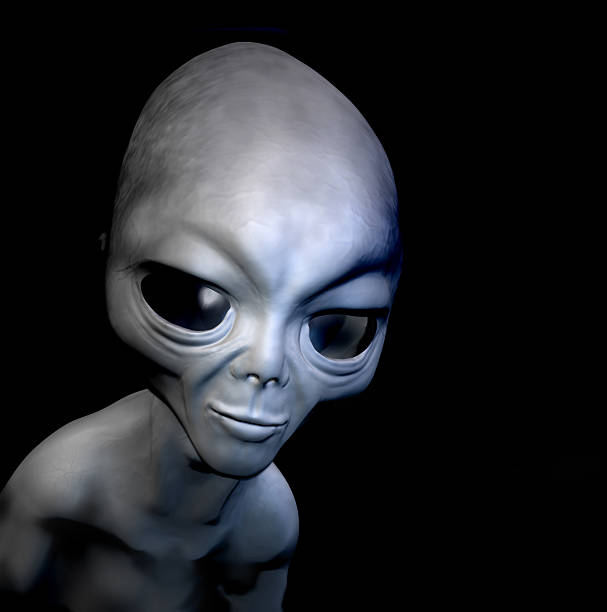 grey realistic alien isolated on black. Digital grey realistic alien isolated on black background. 3D character. Digital illustration. Digital art. digital painting. grey alien stock pictures, royalty-free photos & images