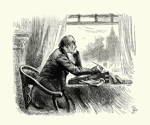 illustrazioni stock, clip art, cartoni animati e icone di tendenza di charles dickens-george silverman la spiegazione - charles dickens