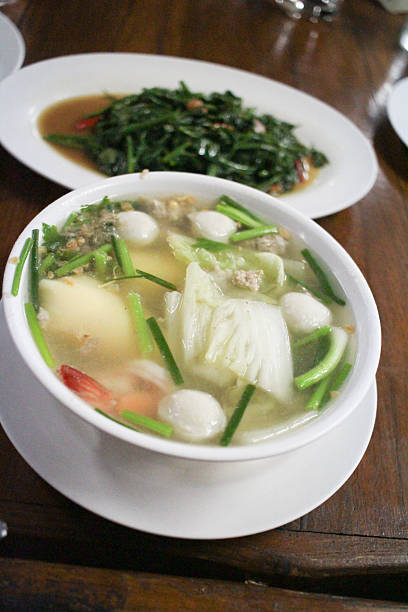 istock Lettuce Soup with Minced Pork and Meat Ball 484148416