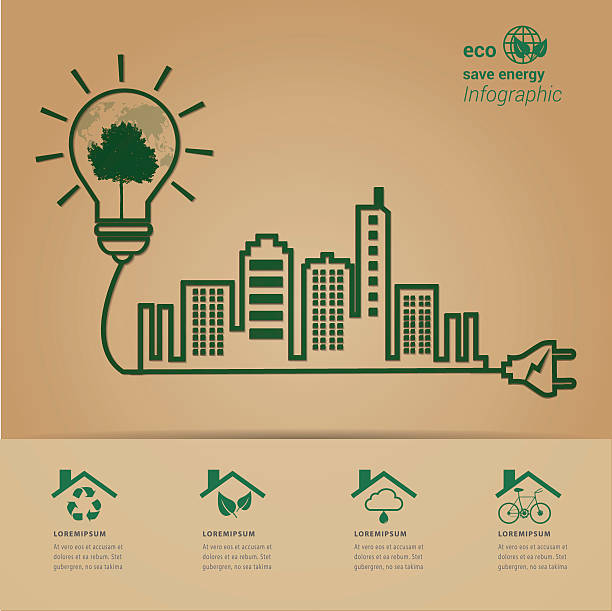 эко энергии зеленый город концепции. - rescue energy tree earth stock illustrations