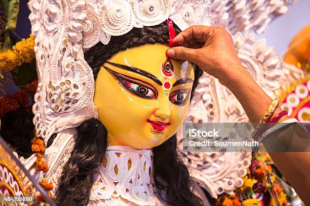 Indian Deity Goddess Durga During Durga Puja Festival Stock Photo - Download Image Now