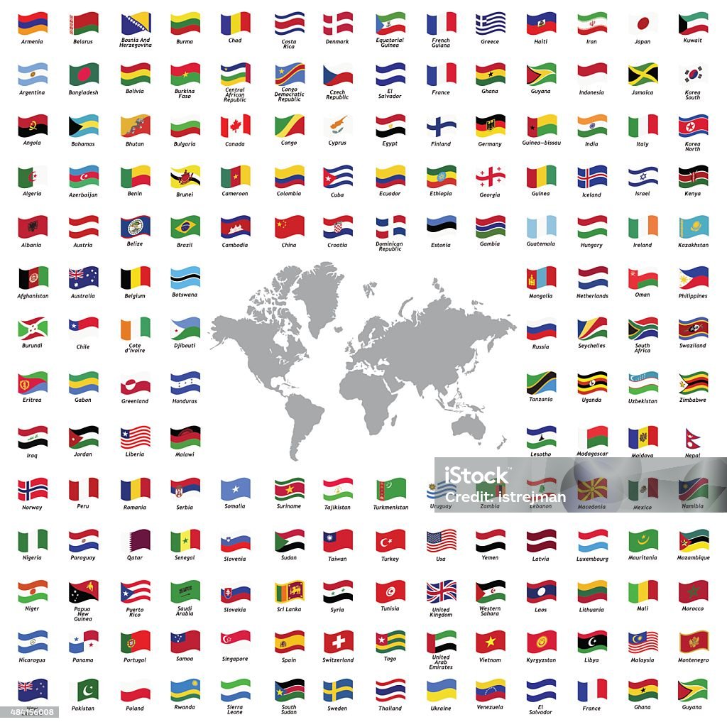 World flags all World flags all vector color official isolated Flag stock vector