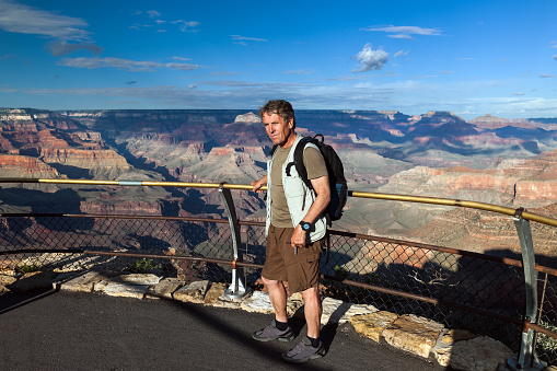 Tourists standing at the lookout point  Grand Canyon, Arizona, clear afternoon after rain, Arizona, USA.Nikon D3x