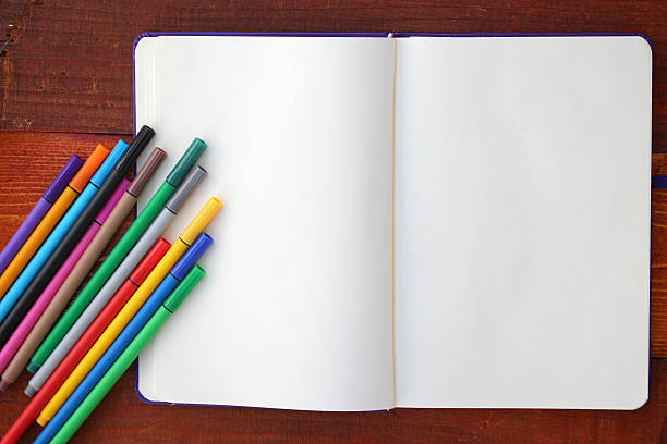Blank Notebook and Pencils stock photo